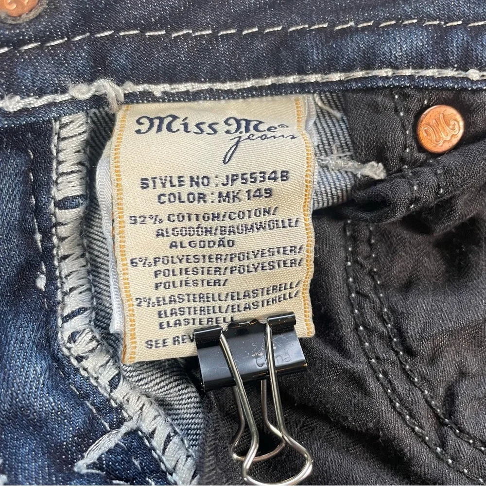 Miss Me Bootcut Jeans JP5534B Embroidered Fleur-de-Lis Wings  Sz 26 - Picture 7 of 14